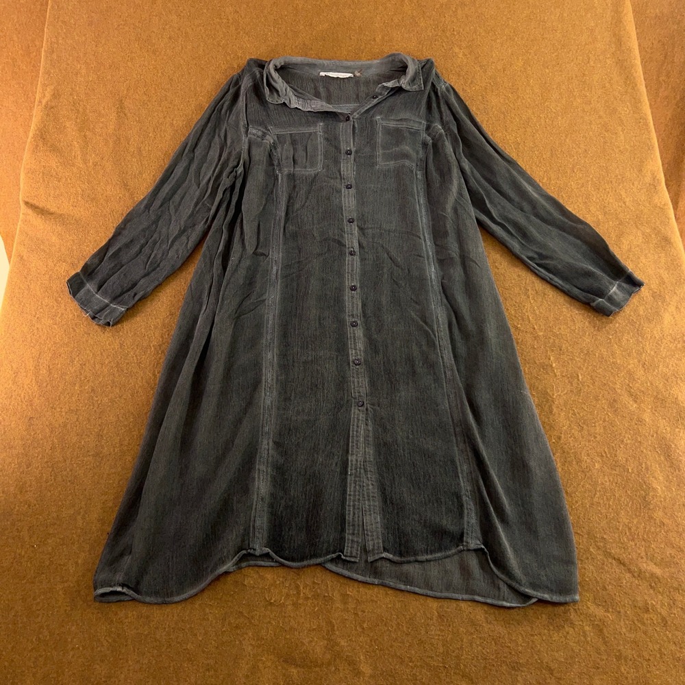 Soft Surroundings Womens XL Gray 29629 Button Down Tunic Dress New